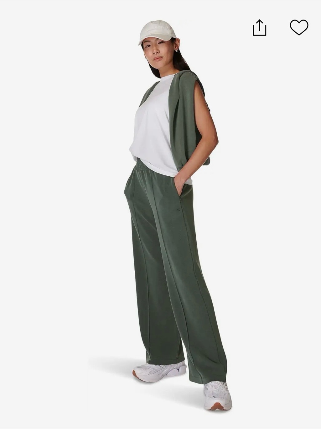 Sweaty Betty Sand Wash Cloud Weight Track Pant 4 Trek Green Green Wide Leg